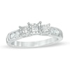 Thumbnail Image 1 of Previously Owned - 1/2 CT. T.W. Princess-Cut Diamond Past Present Future® Engagement Ring in 10K White Gold