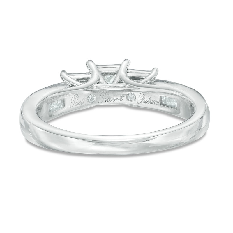 Main Image 3 of Previously Owned - 1/2 CT. T.W. Princess-Cut Diamond Past Present Future® Engagement Ring in 10K White Gold