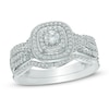 Thumbnail Image 1 of Previously Owned 1/2 CT. T.W. Diamond Cushion Frame Twist Shank Soldered Bridal Set In 10K White Gold