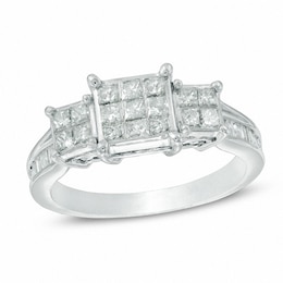 Previously Owned - 1 CT. T.W. Diamond Three Stone Composite Engagement Ring in 10K White Gold