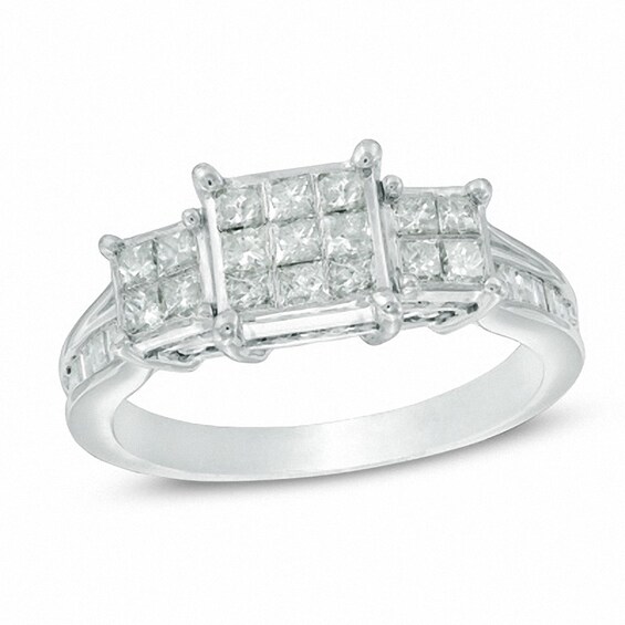 Previously Owned - 1 CT. T.w. Diamond Three Stone Composite Engagement Ring in 10K White Gold