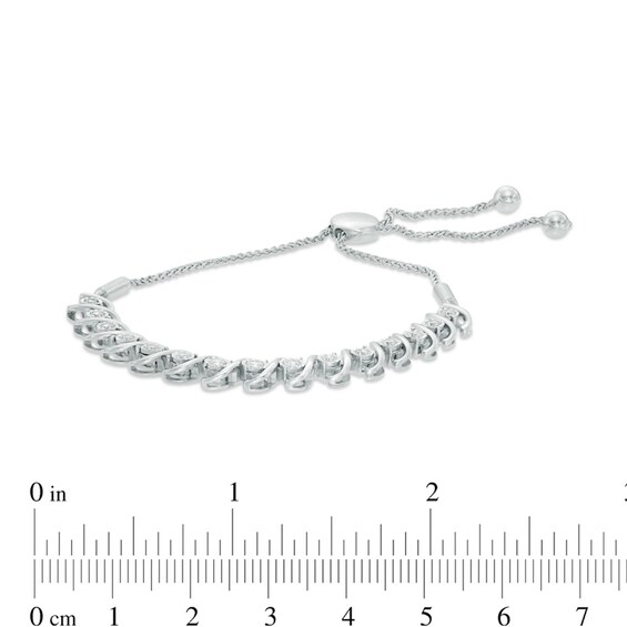 Previously Owned - 1/2 CT. T.w. Diamond "S" Bar Bolo Bracelet in 10K White Gold - 9.5"