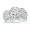 Thumbnail Image 1 of Previously Owned - 3/4 CT. T.W. Diamond Composite Crossover Bridal Set in 10K White Gold