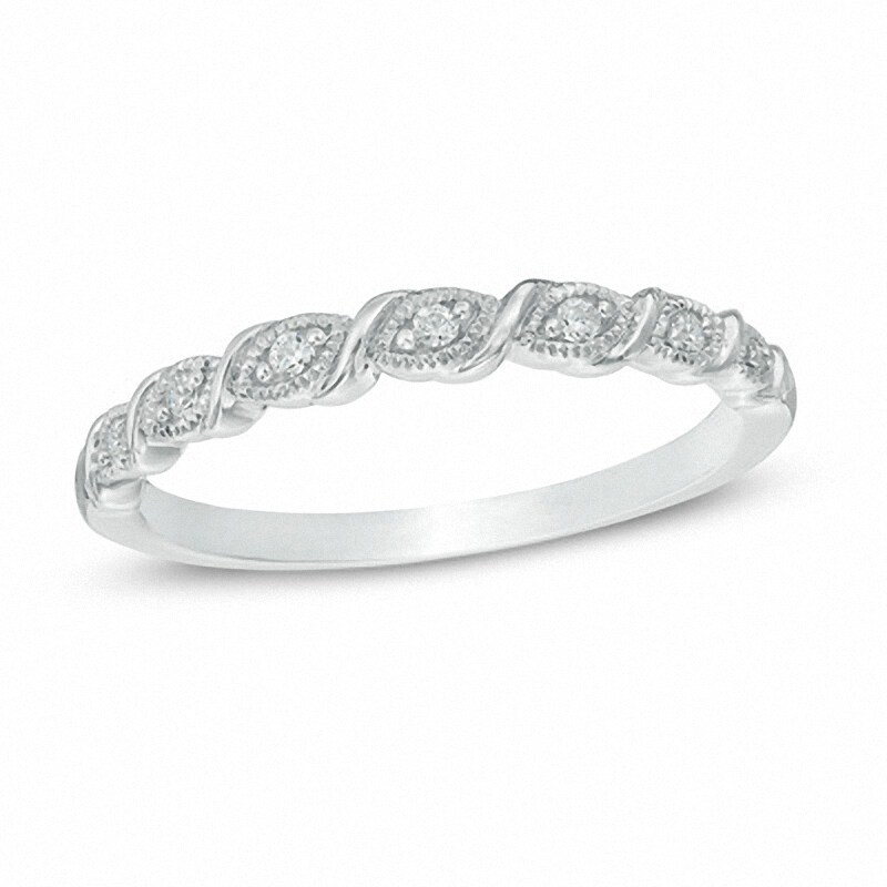 Main Image 1 of Previously Owned - Diamond Accent Vintage-Style Cascading Band in 10K White Gold