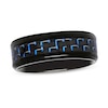 Thumbnail Image 1 of Previously Owned - 8.0mm Comfort-Fit Blue Carbon Fiber Inlay Wedding Band in Black IP Stainless Steel