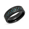 Thumbnail Image 2 of Previously Owned - 8.0mm Comfort-Fit Blue Carbon Fiber Inlay Wedding Band in Black IP Stainless Steel