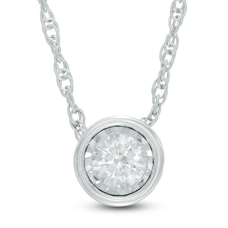 Main Image 1 of Previously Owned - 1/4 CT. Diamond Solitaire Pendant in 10K White Gold