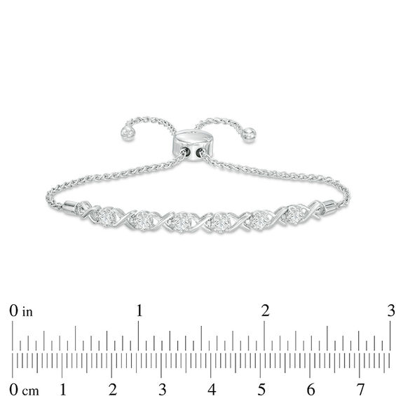 Previously Owned - 3.0mm Lab-Created White Sapphire "Xo" Bolo Bracelet in Sterling Silver - 9.0"