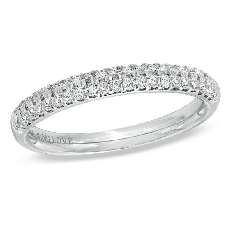 Previously Owned - Vera Wang Love Collection 3/8 CT. T.W. Diamond Two Row Anniversary Band in 14K White Gold