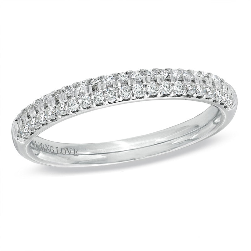 Main Image 1 of Previously Owned - Vera Wang Love Collection 3/8 CT. T.W. Diamond Two Row Anniversary Band in 14K White Gold