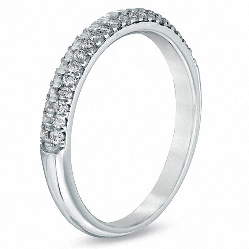 Main Image 3 of Previously Owned - Vera Wang Love Collection 3/8 CT. T.W. Diamond Two Row Anniversary Band in 14K White Gold