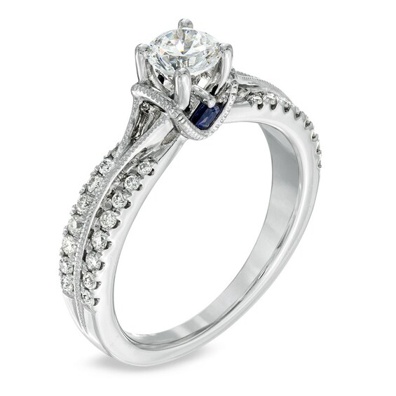 Previously Owned - Vera Wang Love Collection 3/4 CT. T.w. Diamond Split Shank Engagement Ring in 14K White Gold