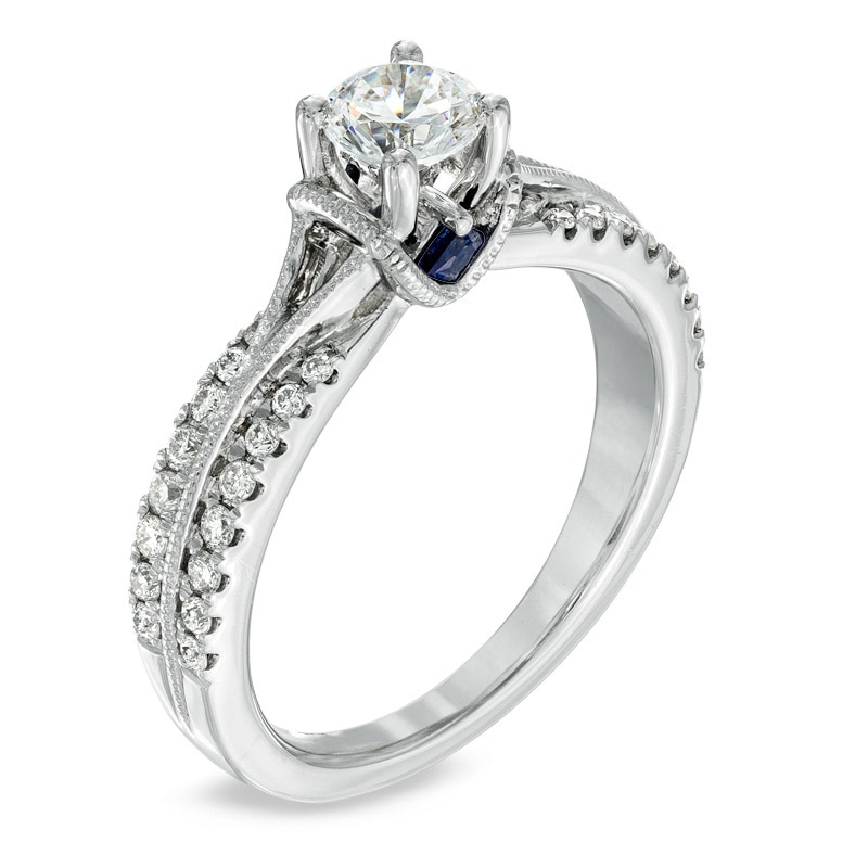 Main Image 2 of Previously Owned - Vera Wang Love Collection 3/4 CT. T.W. Diamond Split Shank Engagement Ring in 14K White Gold