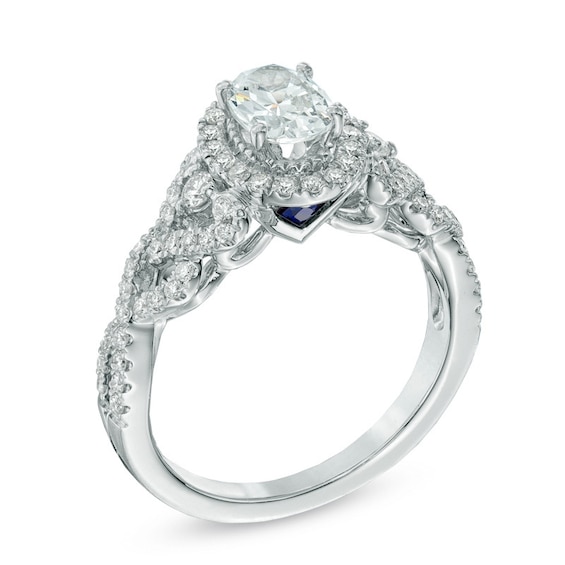Previously Owned - Vera Wang Love Collection 1 CT. T.w. Oval Diamond Frame Engagement Ring in 14K White Gold
