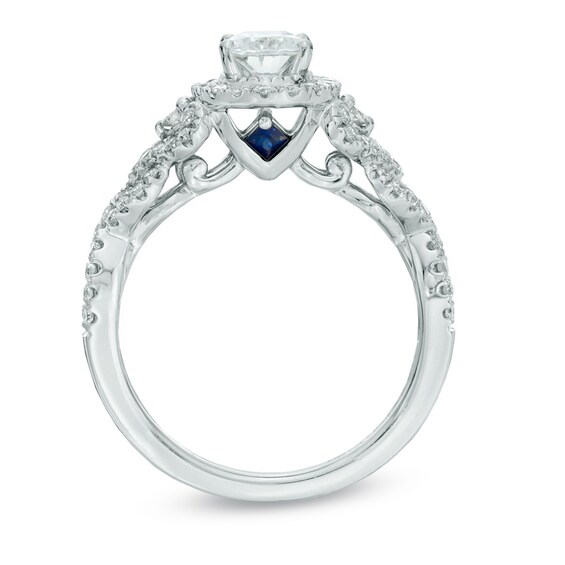Previously Owned - Vera Wang Love Collection 1 CT. T.w. Oval Diamond Frame Engagement Ring in 14K White Gold