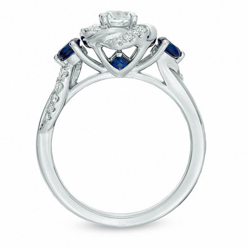 Previously Owned - Vera Wang Love Collection 5/8 CT. T.W. Diamond and Blue Sapphire Engagement Ring in 14K White Gold