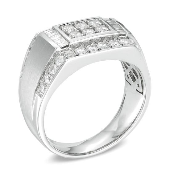 Previously Owned - 1-3/8 CT. T.w. Diamond Rectangular Signet Ring in 10K White Gold