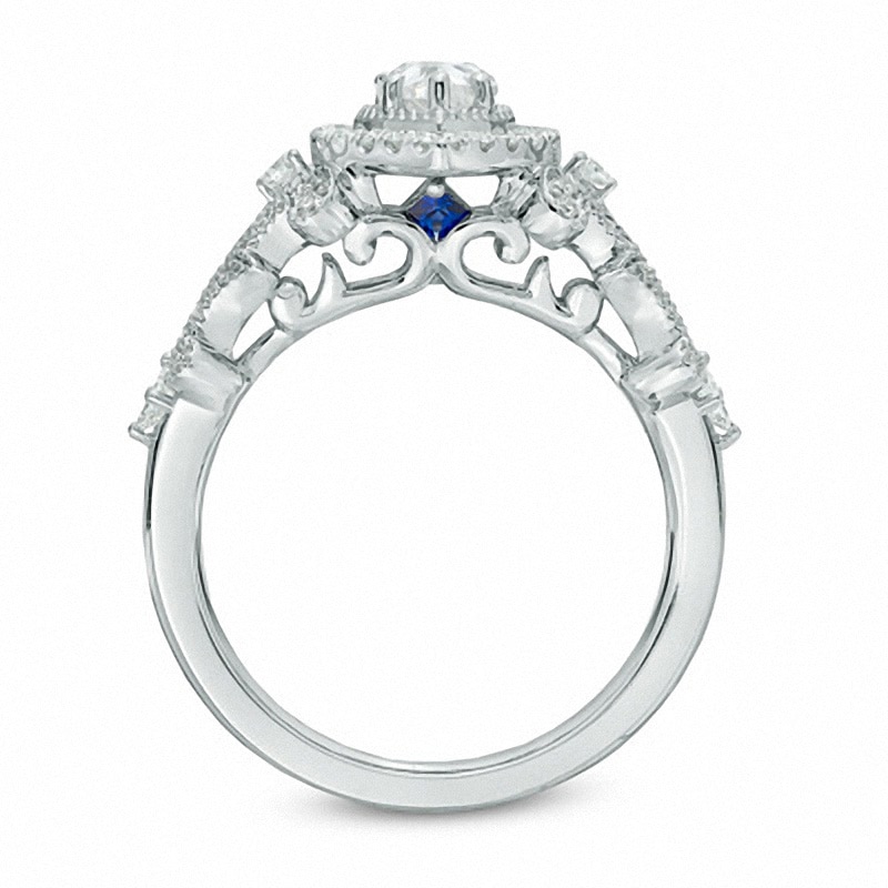 Main Image 3 of Previously Owned - Vera Wang Love Collection 1 CT. T.W. Pear-Shaped Diamond Frame Engagement Ring in 14K White Gold