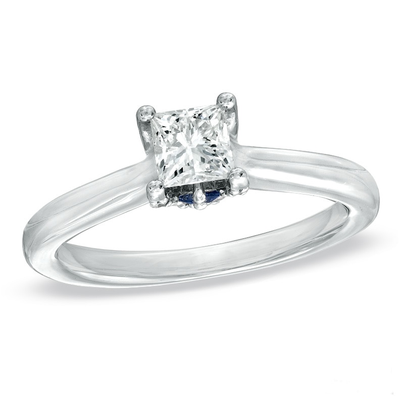 Main Image 1 of Previously Owned - Vera Wang Love Collection 1/2 CT. T.W. Princess-Cut Diamond Engagement Ring in 14K White Gold