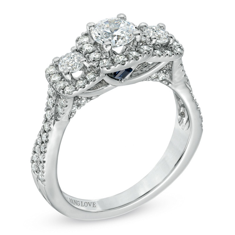 Previously Owned - Vera Wang Love Collection 1 CT. T.W. Diamond Three Stone Engagement Ring in 14K White Gold