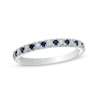 Thumbnail Image 1 of Previously Owned - Vera Wang Love Collection 1/8 CT. T.W. Diamond and Blue Sapphire Wedding Band in 14K White Gold
