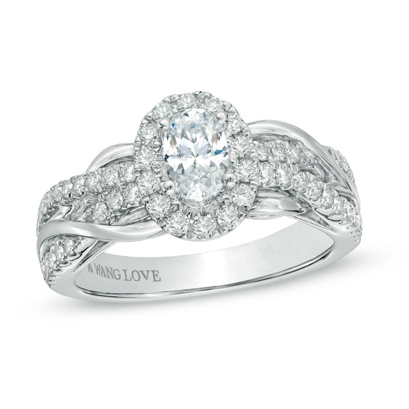 Main Image 1 of Previously Owned - Vera Wang Love Collection 1 CT. T.W. Oval Diamond Loose Braid Engagement Ring in 14K White Gold