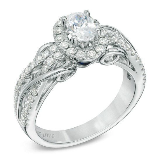 Previously Owned - Vera Wang Love Collection 1 CT. T.w. Oval Diamond Loose Braid Engagement Ring in 14K White Gold