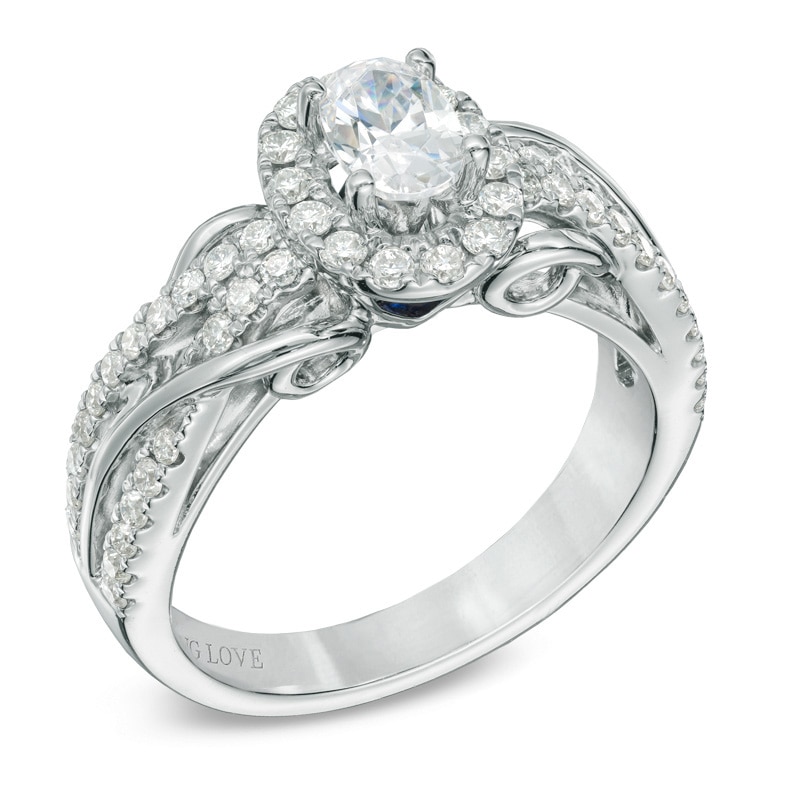 Main Image 2 of Previously Owned - Vera Wang Love Collection 1 CT. T.W. Oval Diamond Loose Braid Engagement Ring in 14K White Gold