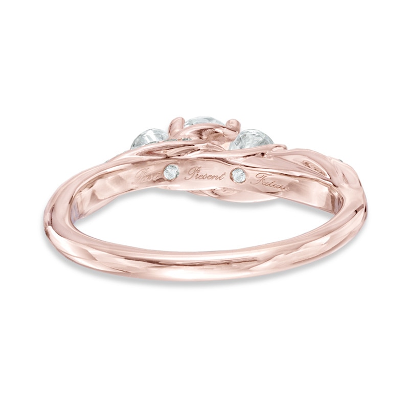 Main Image 3 of Previously Owned - 3/4 CT. T.W. Diamond Past Present Future® Twist Engagement Ring in 14K Rose Gold