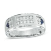 Thumbnail Image 1 of Previously Owned - Vera Wang Men's 1/2 CT. T.W. Diamond Double Row Wedding Band in 14K White Gold