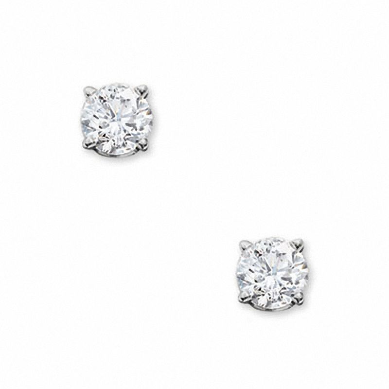 Main Image 1 of Previously Owned - 1/3 CT. T.W. Diamond Solitaire Stud Earrings in 14K White Gold