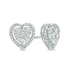Thumbnail Image 1 of Previously Owned - 1/2 CT. T.W. Diamond Heart Cluster Stud Earrings in 10K White Gold