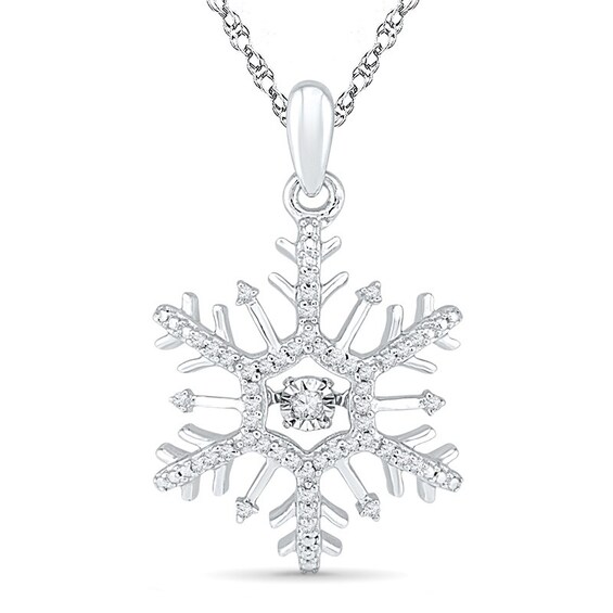 Previously Owned - 1/6 CT. T.w. Diamond Snowflake Pendant in 10K White Gold