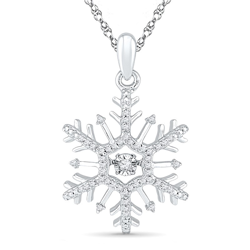Main Image 1 of Previously Owned - 1/6 CT. T.W. Diamond Snowflake Pendant in 10K White Gold