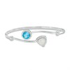Thumbnail Image 1 of Previously Owned - Blue Topaz with Lab-Created Opal and White Sapphire Frame Bangle in Sterling Silver
