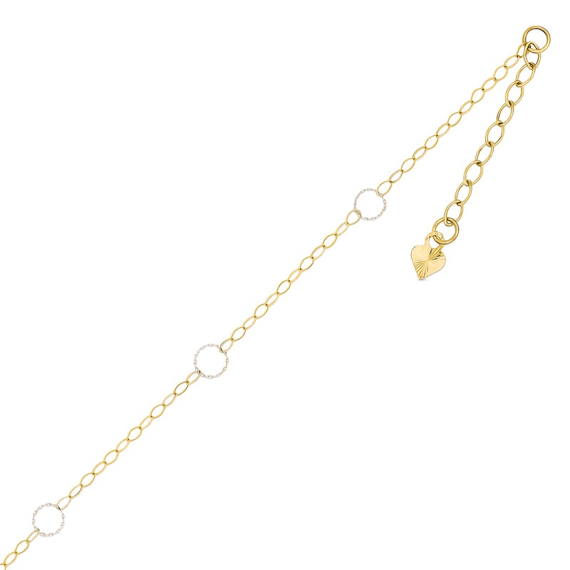 Main Image 1 of Previously Owned - Circle Link Anklet in 14K Two-Tone Gold - 10"
