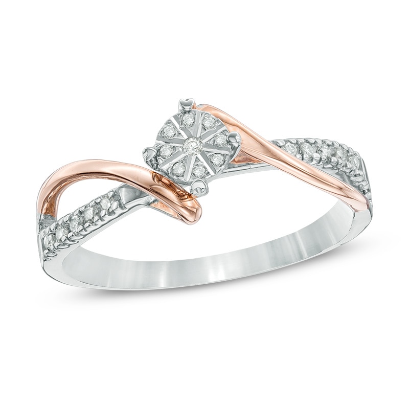 Main Image 1 of Previously Owned - 1/10 CT. T.W. Multi-Diamond Bypass Ring in 10K Two-Tone Gold