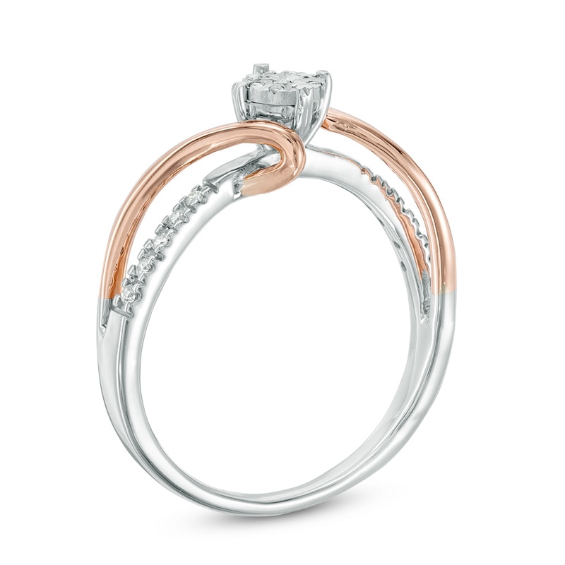 Main Image 2 of Previously Owned - 1/10 CT. T.W. Multi-Diamond Bypass Ring in 10K Two-Tone Gold