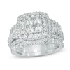 Thumbnail Image 1 of Previously Owned - 2-3/4 CT. T.W. Quad Princess-Cut Diamond Frame Three Piece Bridal Set in 14K White Gold