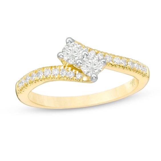 Previously Owned - Ever UsÂ® 1/2 CT. T.w. Two-Stone Diamond Bypass Ring in 14K Gold