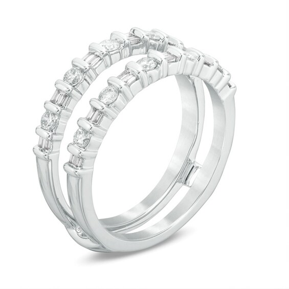 Previously Owned - 1/2 CT. T.w. Baguette and Round Diamond Enhancer in 14K White Gold