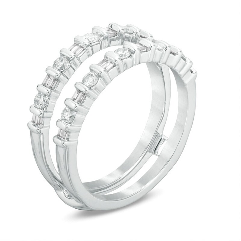 Main Image 2 of Previously Owned - 1/2 CT. T.W. Baguette and Round Diamond Enhancer in 14K White Gold