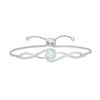Thumbnail Image 1 of Previously Owned - 7.0mm Lab-Created Opal and White Sapphire Twisted Bypass Bolo Bracelet in Sterling Silver - 9.0"