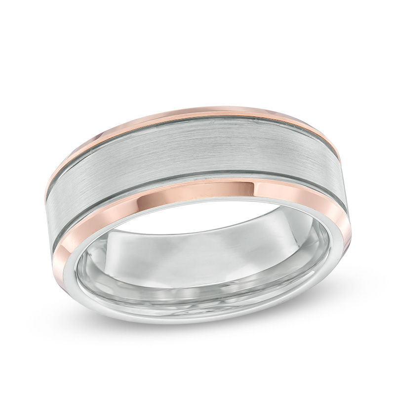 Main Image 1 of Previously Owned - 8.0mm Rose IP Satin Wedding Band in Tantalum