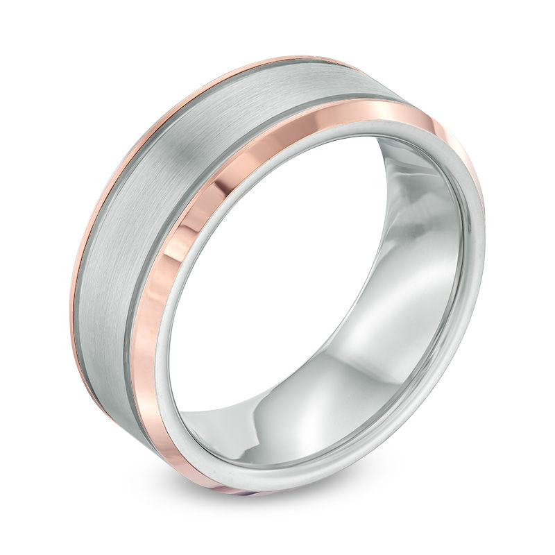 Main Image 2 of Previously Owned - 8.0mm Rose IP Satin Wedding Band in Tantalum