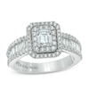 Thumbnail Image 1 of Previously Owned - Vera Wang Love Collection 1-1/2 CT. T.W. Emerald-Cut Diamond Frame Engagement Ring in 14K White Gold
