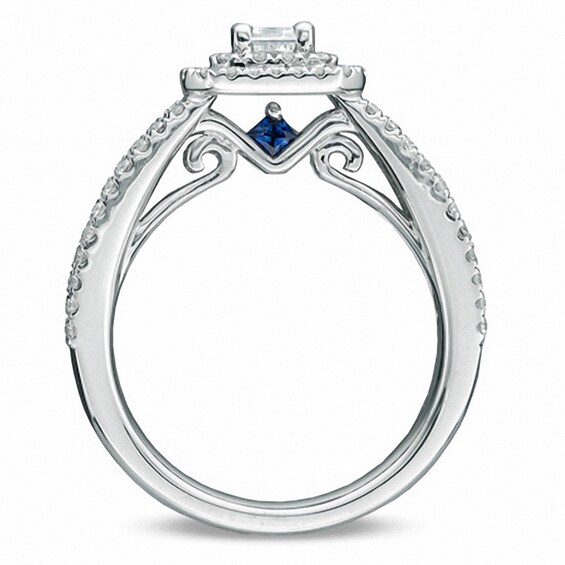 Previously Owned - Vera Wang Love Collection 1-1/2 CT. T.w. Emerald-Cut Diamond Frame Engagement Ring in 14K White Gold