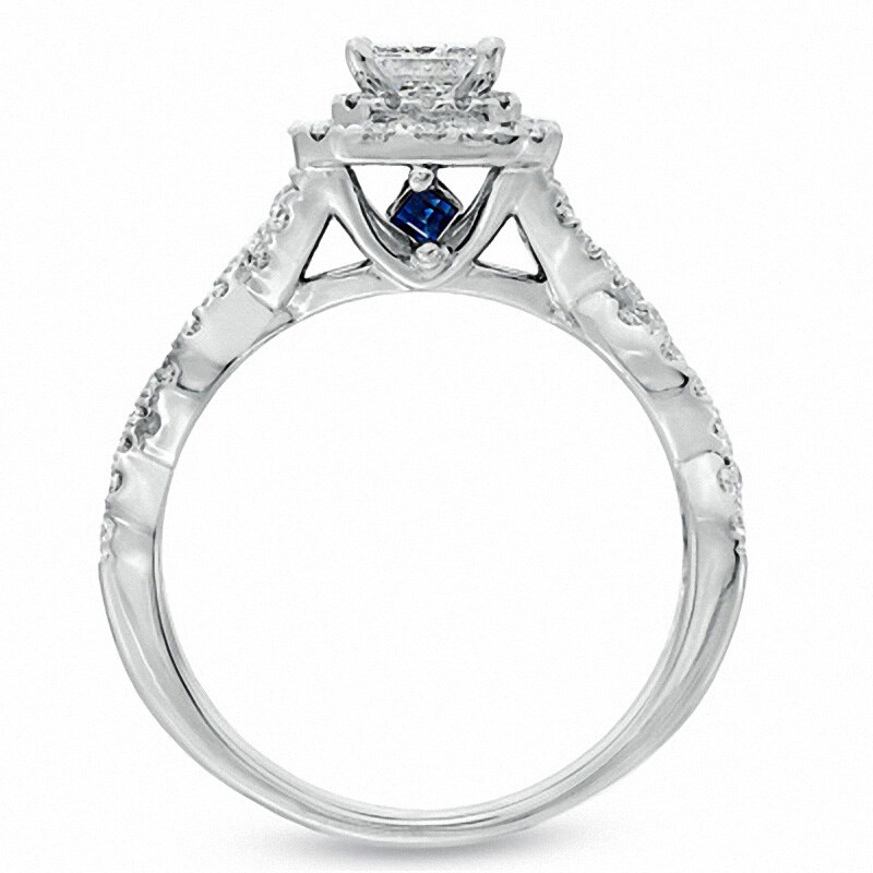 Main Image 3 of Previously Owned - Vera Wang Love Collection 1 CT. T.W. Princess-Cut Diamond Frame Engagement Ring in 14K White Gold