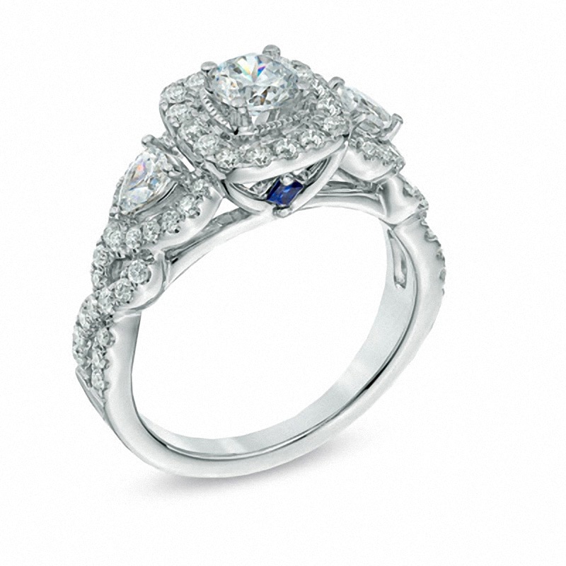 Main Image 2 of Previously Owned - Vera Wang Love Collection 1-3/8 CT. T.W. Diamond Three Stone Engagement Ring in 14K White Gold