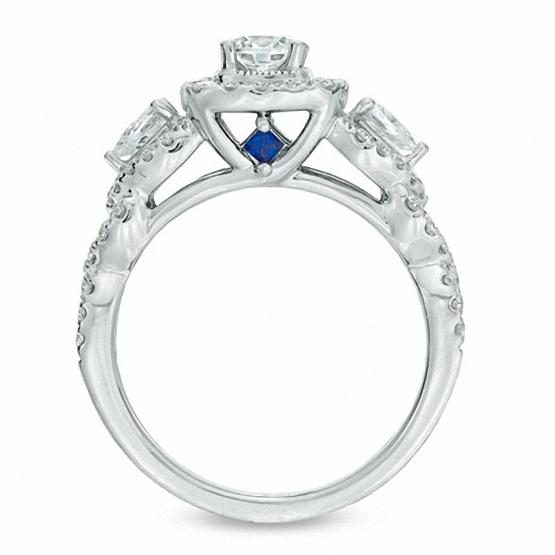 Main Image 3 of Previously Owned - Vera Wang Love Collection 1-3/8 CT. T.W. Diamond Three Stone Engagement Ring in 14K White Gold